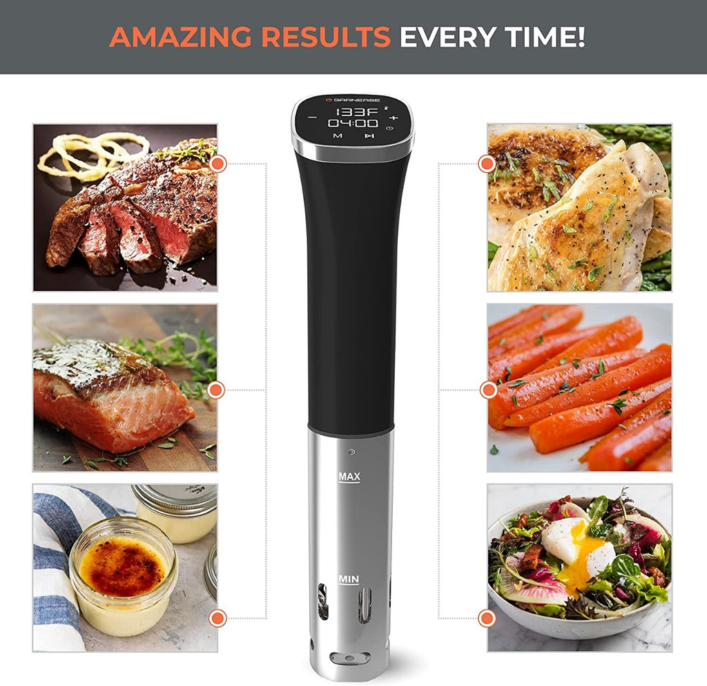 All In One Sous-Vide-Machine 1000W, 20 Sous Vide Reusable Vacuum Bags, Electric Pump, Sous Vide Clips, Cookbook
