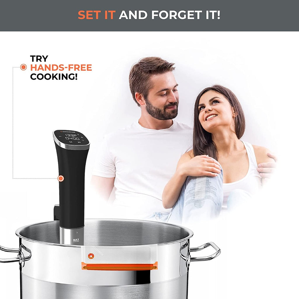 All In One Sous-Vide-Machine 1000W, 20 Sous Vide Reusable Vacuum Bags, Electric Pump, Sous Vide Clips, Cookbook