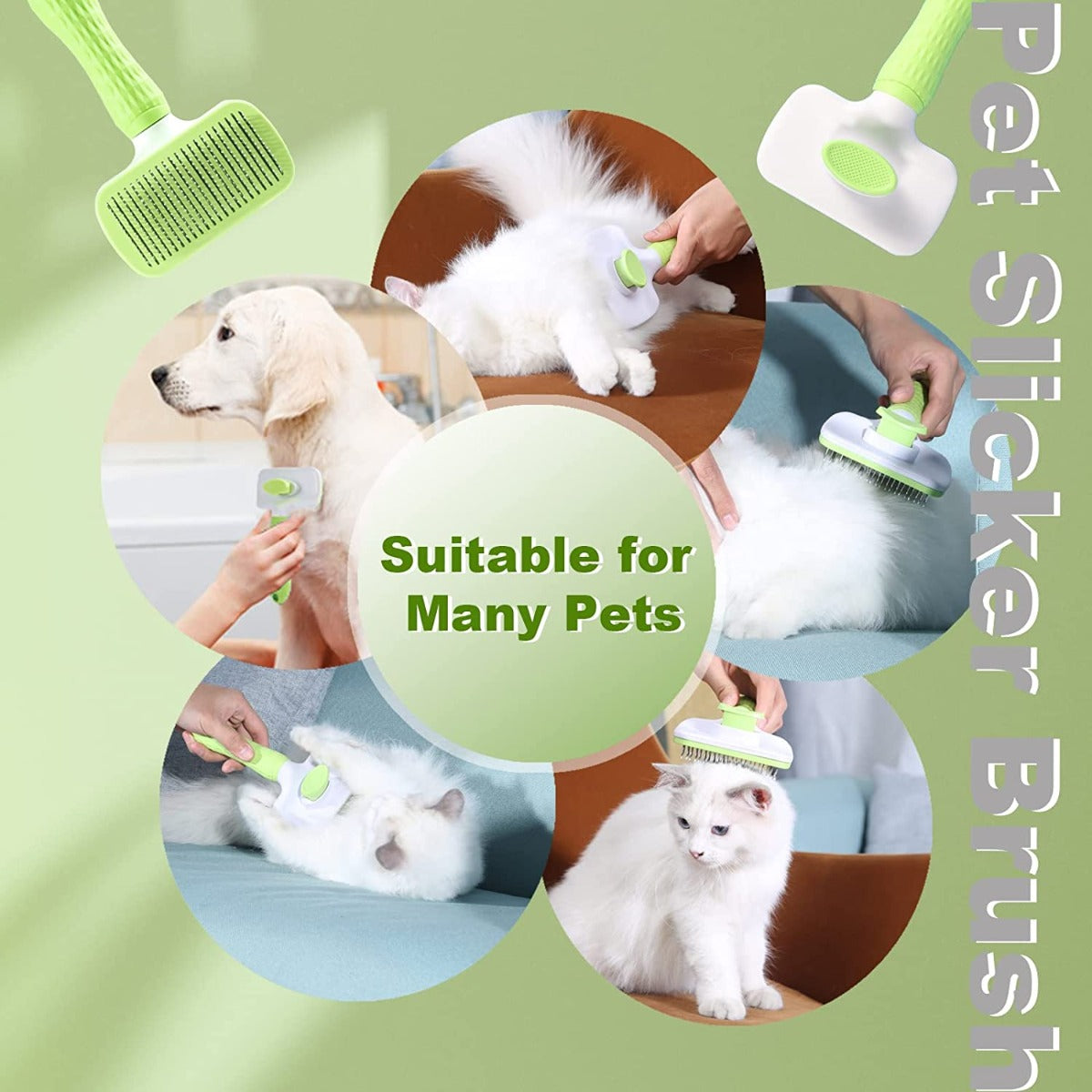 Garstor Self Cleaning Grooming Slicker Brush for Cats and Dogs