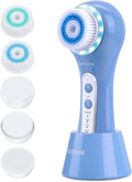 Generic IPX7 Waterproof Face Brush with 3 Modes, Electric Rechargeable Face Scrubber with 5 Brush Heads for Deep Cleansing, Gentle Exfoliating and Massaging