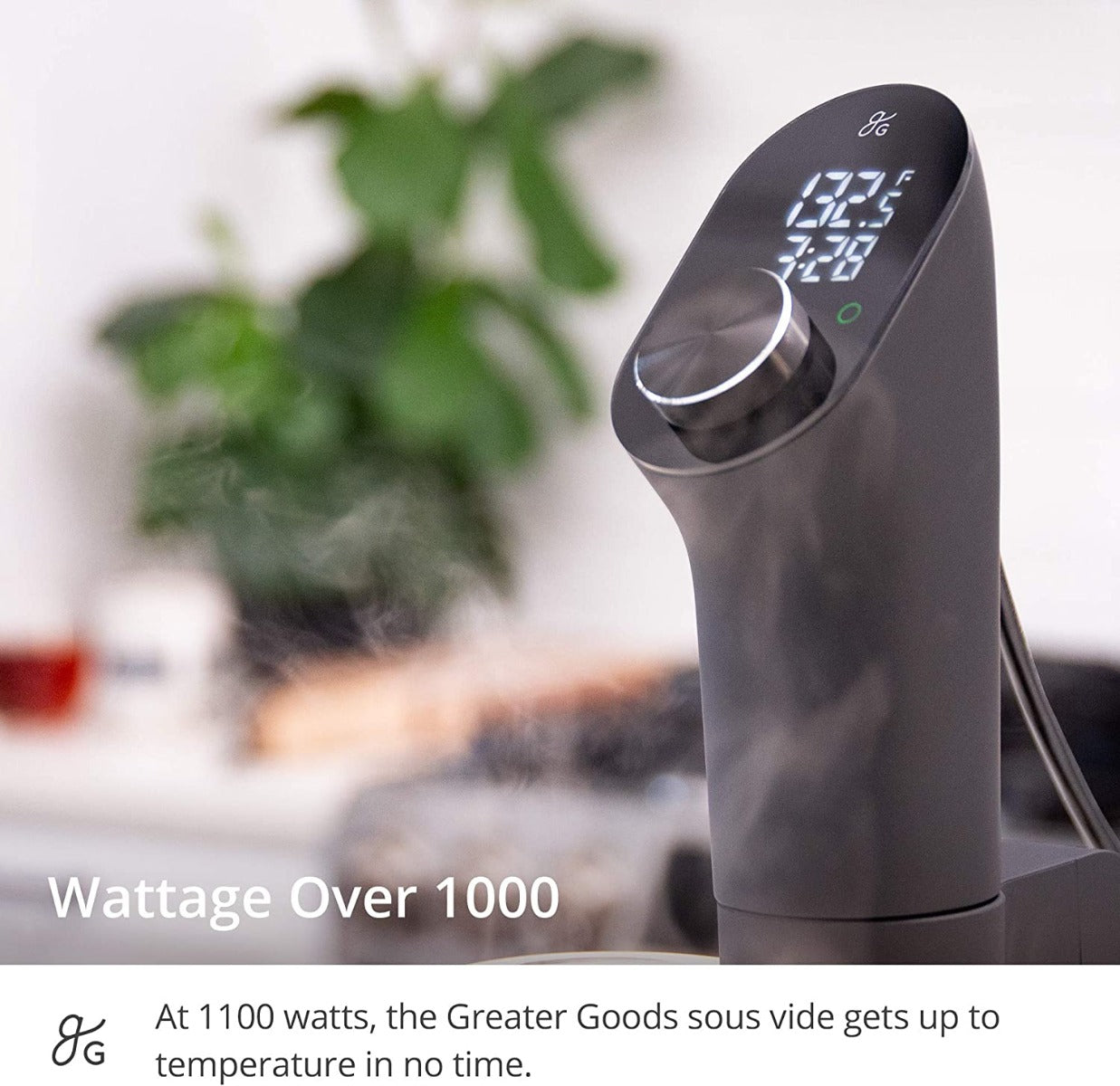 Greater Goods Kitchen Precision Cooking Machine 1100 Watts; Ultra Quiet Immersion Circulator With a Brushless Motor