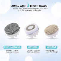 Glowa Sonic Facial Cleansing Brush with Gentle Exfoliating|Deep Cleansing|Mix Massaging 3 Acoustic Modes, Type-c Rechargeable, Waterproof, Includes Nylon and Silicone Brush Heads
