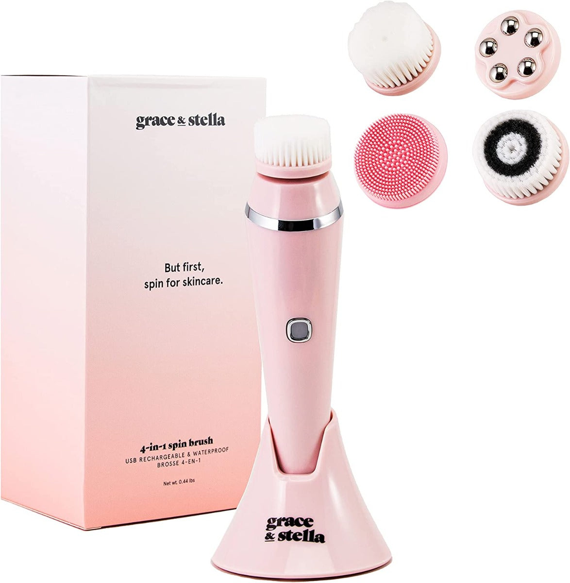 Facial Cleansing Brush for Cleansing and Exfoliating - Spinning Face Cleansing Brush (4 Brush Heads)