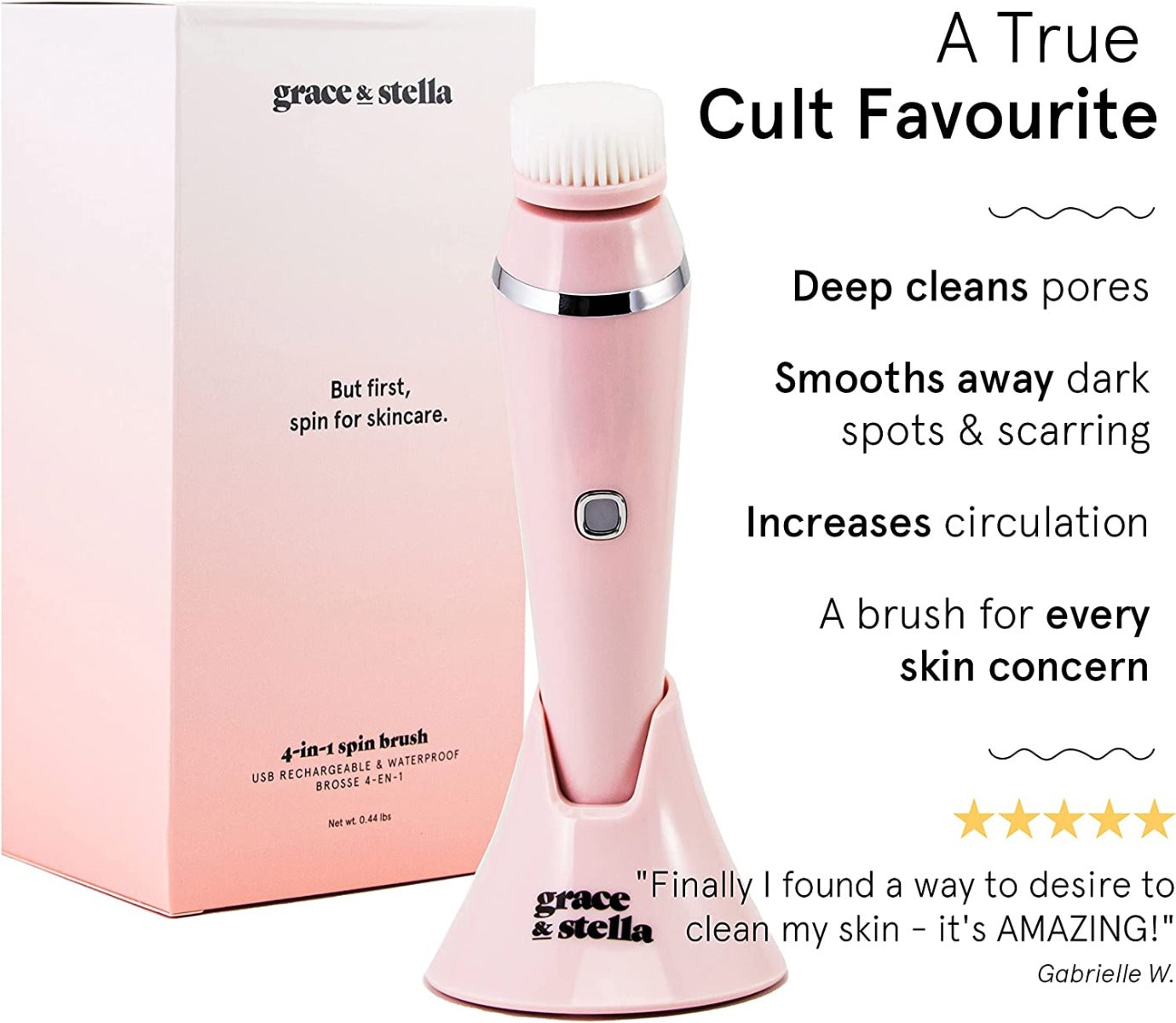 Facial Cleansing Brush for Cleansing and Exfoliating - Spinning Face Cleansing Brush (4 Brush Heads)
