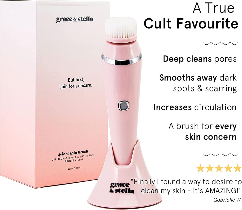 Facial Cleansing Brush for Cleansing and Exfoliating - Spinning Face Cleansing Brush (4 Brush Heads)