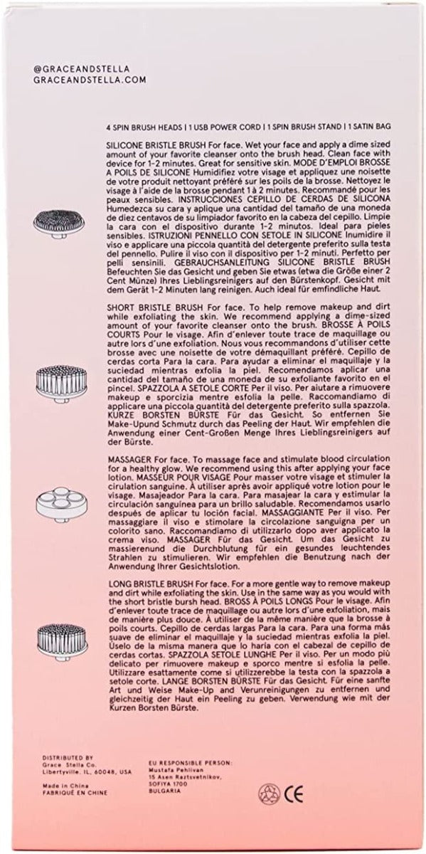 Facial Cleansing Brush for Cleansing and Exfoliating - Spinning Face Cleansing Brush (4 Brush Heads)