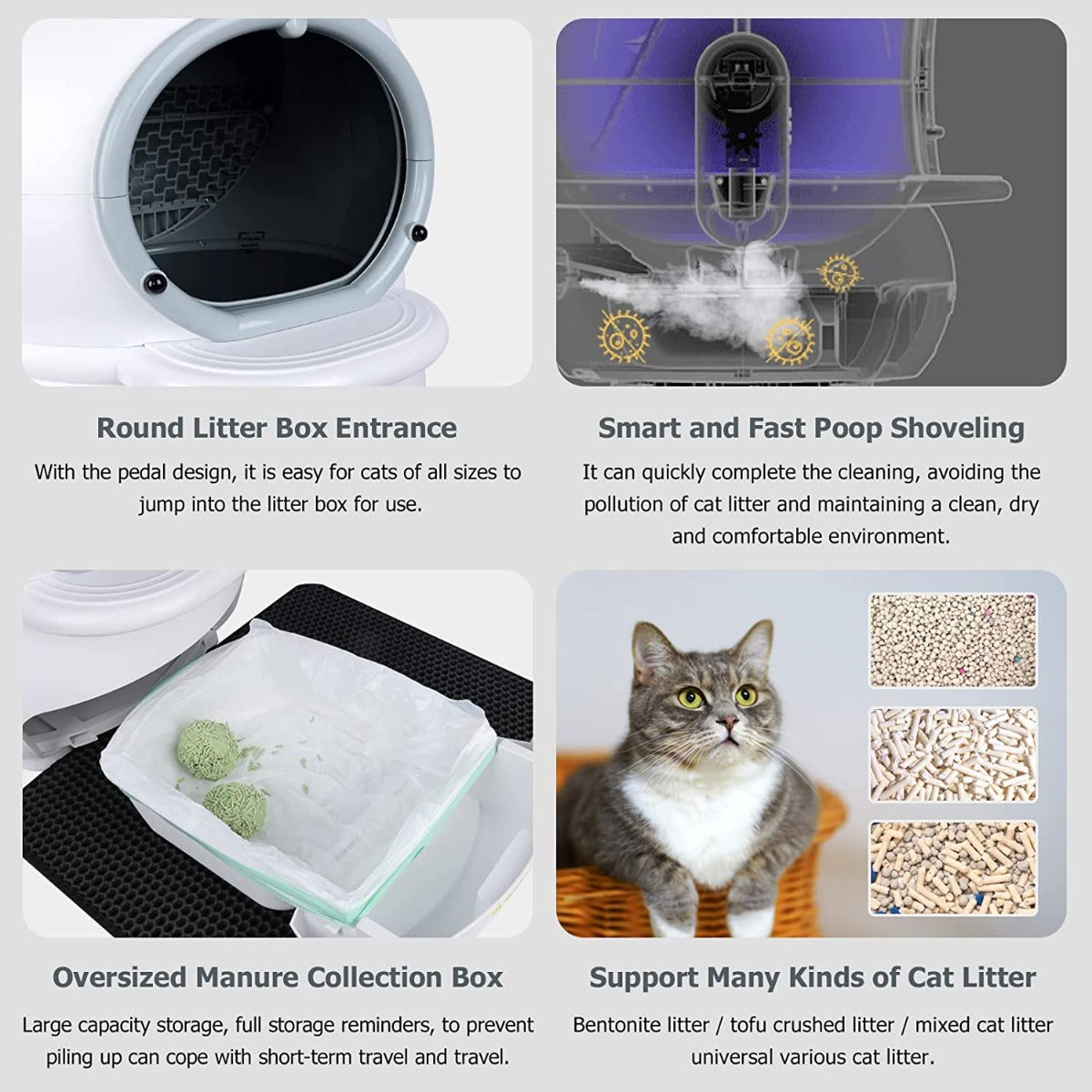 GTS Self-Cleaning Automatic Cat Litter Box, One-Touch Intelligent Safety & Easy to Clean