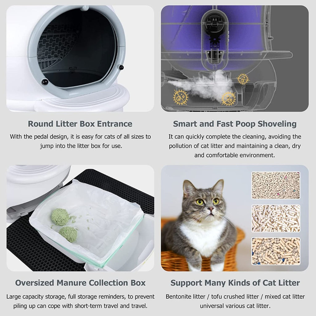 GTS Self-Cleaning Automatic Cat Litter Box, One-Touch Intelligent Safety & Easy to Clean