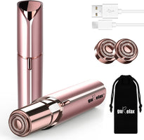 Gurelax Rechargeable Womens Facial Hair Removal Device for Face Included 2 x Replacement Heads ,Painless Hair Trimmer, for Lip, Mustache, Chin