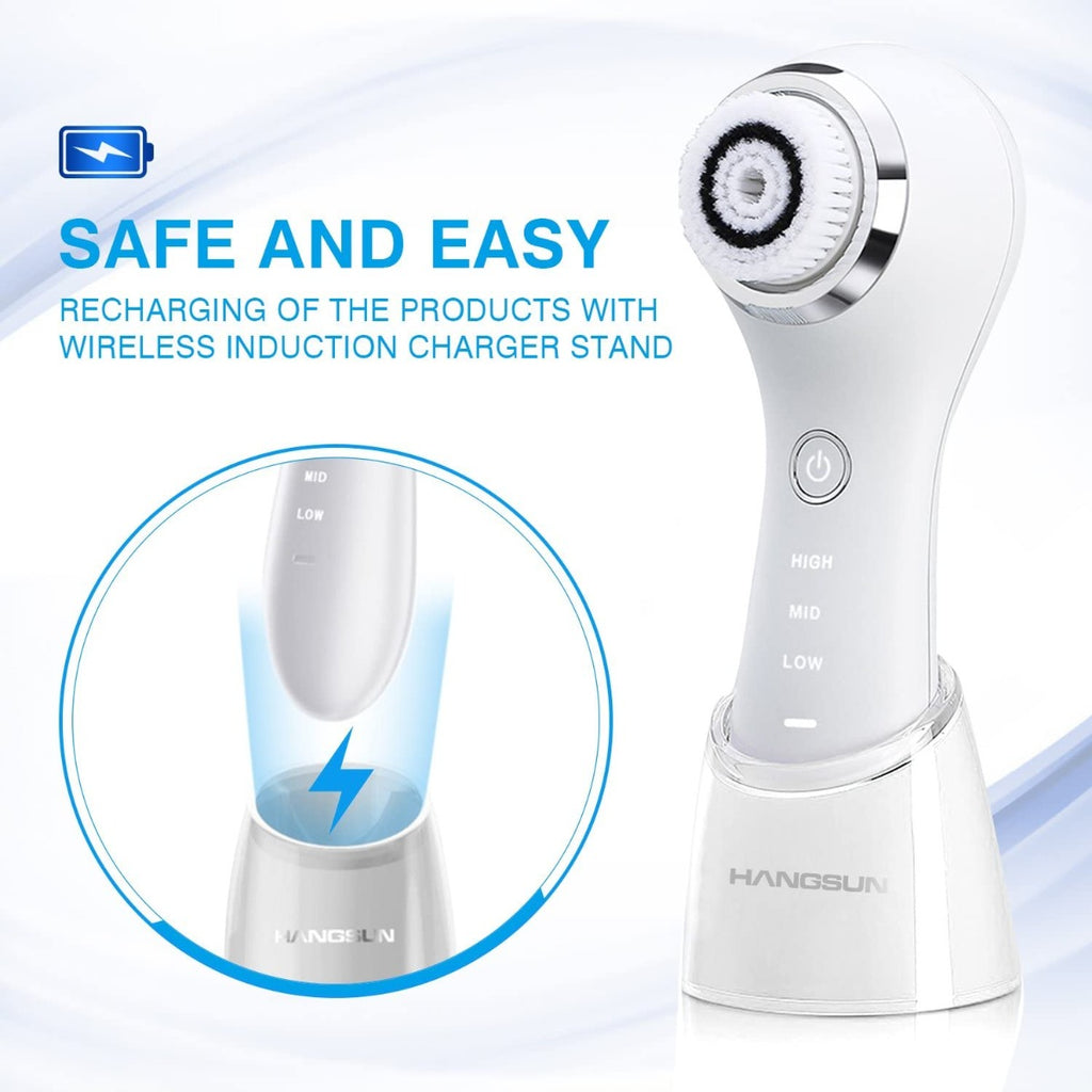 Hangsun Facial Cleansing Vibrating Face Brush SC200 Skin Care for Cleaning Exfoliating and Massaging with IPX7 Waterproof, 3 Speed Settings