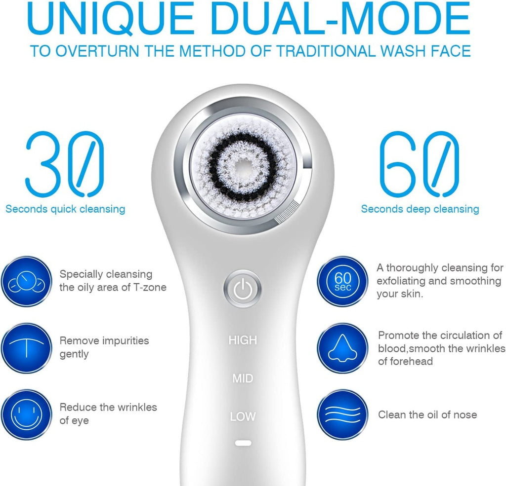 Hangsun Facial Cleansing Vibrating Face Brush SC200 Skin Care for Cleaning Exfoliating and Massaging with IPX7 Waterproof, 3 Speed Settings