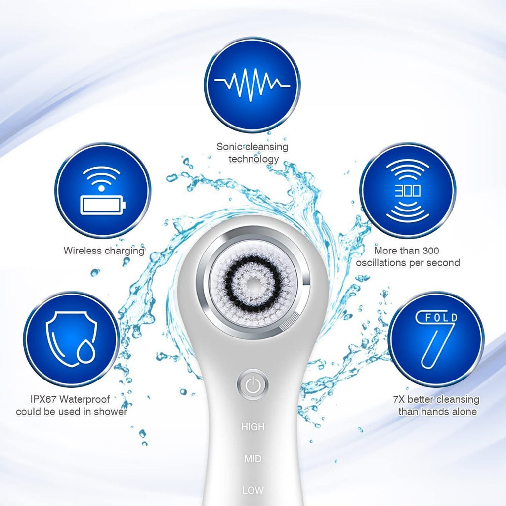 Hangsun Facial Cleansing Vibrating Face Brush SC200 Skin Care for Cleaning Exfoliating and Massaging with IPX7 Waterproof, 3 Speed Settings