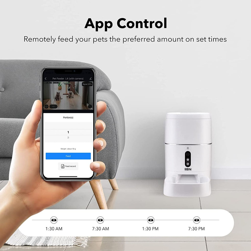 HBN Automatic Cat Feeder with HD 1080P Camera,6L Voice Recorder, Wi-Fi Enabled App Control