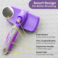 Hertzko Self Cleaning Grooming Slicker Brush for Cats and Dogs