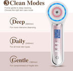 Facial Cleansing Brush with LCD Screen, Rechargeable Blackhead Remover Vacuum, IPX7 Waterproof 3 in 1 Face Scrubber for Exfoliating, Massaging and Deep Pore Cleansing