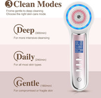 Facial Cleansing Brush with LCD Screen, Rechargeable Blackhead Remover Vacuum, IPX7 Waterproof 3 in 1 Face Scrubber for Exfoliating, Massaging and Deep Pore Cleansing