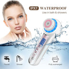 Facial Cleansing Brush with LCD Screen, Rechargeable Blackhead Remover Vacuum, IPX7 Waterproof 3 in 1 Face Scrubber for Exfoliating, Massaging and Deep Pore Cleansing
