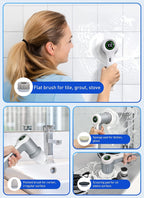 Electric Spin Cordless Power Scrubber with 4 Replaceable Brush Heads and 2 Rotating Speeds for Bathroom / Kitchen Tile, Grout Stove, Tub Sink Dish with LED Display