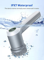 Electric Spin Cordless Power Scrubber with 4 Replaceable Brush Heads and 2 Rotating Speeds for Bathroom / Kitchen Tile, Grout Stove, Tub Sink Dish with LED Display