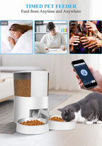 HoneyGuaridan Automatic Cat Feeder for 2 Cats&Dog, with Timed Cat Feeder, Portion Control, Distribution Alarms and Voice Recorder 1-6 Meals per Day - 2 Stainless Steel Bowl