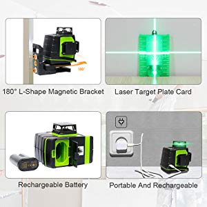 Huepar GF360G-NP 3D Green Beam Self-Leveling Laser