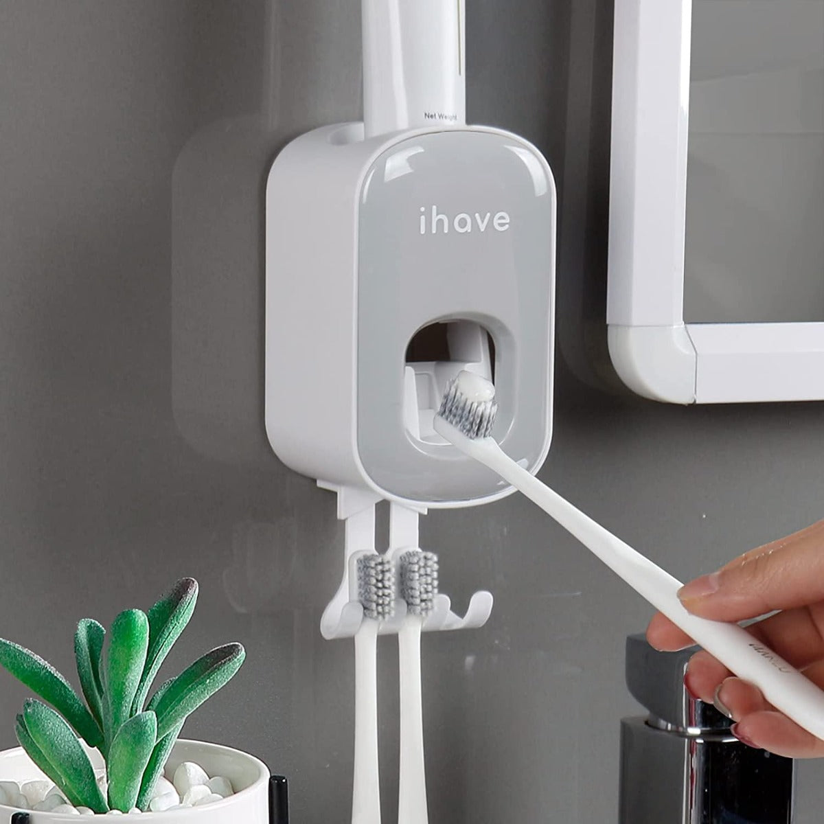 iHave Wall Mounted Toothpaste Dispenser and Toothbrush Holder for Bathrooms