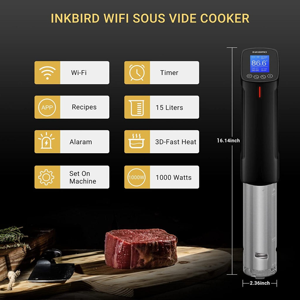 Inkbird Sous Vide Precision Cooker ISV-100W, 1000 Watts Immersion Circulator, Preset Recipes on APP and Thermal Immersion (American Standard)