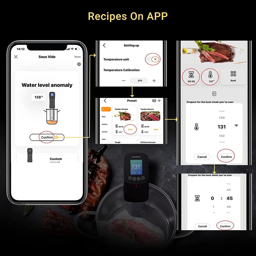 Inkbird Sous Vide Precision Cooker ISV-100W, 1000 Watts Immersion Circulator, Preset Recipes on APP and Thermal Immersion (American Standard)