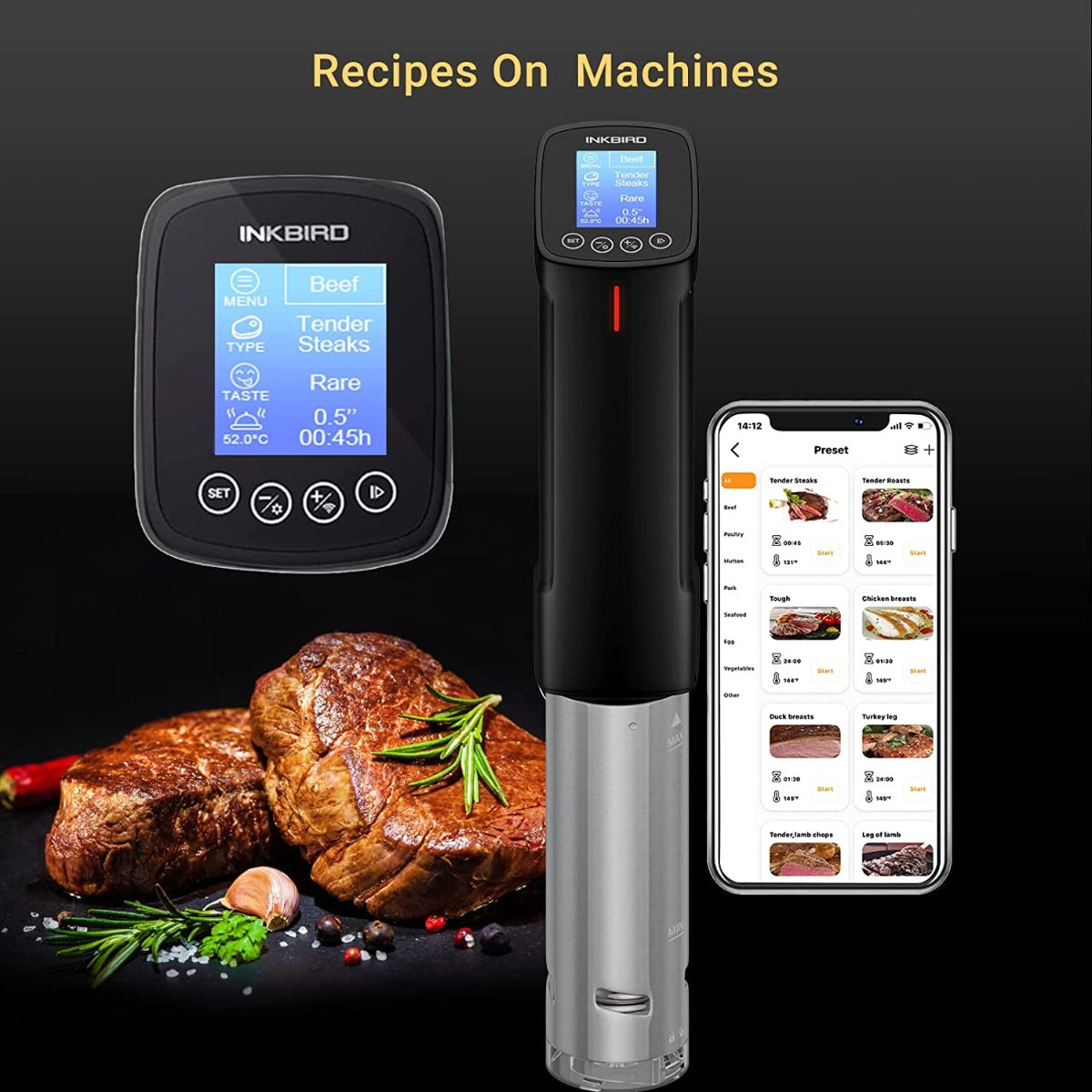 Inkbird Sous Vide Precision Cooker ISV-100W, 1000 Watts Immersion Circulator, Preset Recipes on APP and Thermal Immersion (American Standard)