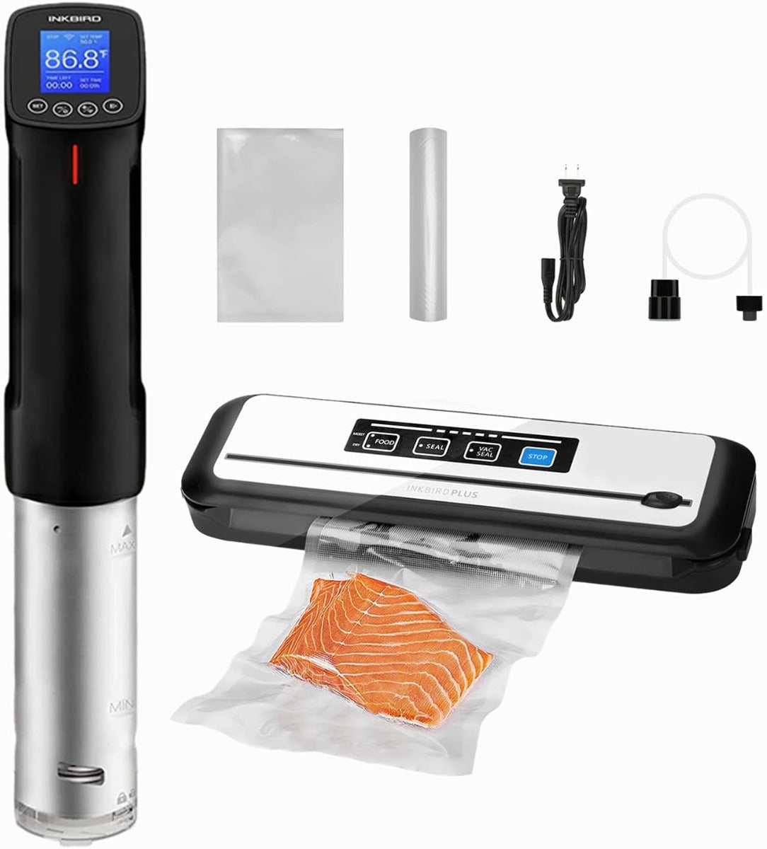 Inkbird WiFi Sous-Vide-Machine & Vacuum Sealer Machine 1000W w/ Recipes on APP Precision Cooker with Starter Kit