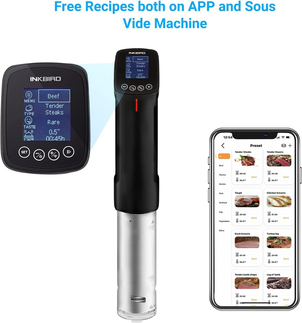 Inkbird WiFi Sous-Vide-Machine & Vacuum Sealer Machine 1000W w/ Recipes on APP Precision Cooker with Starter Kit