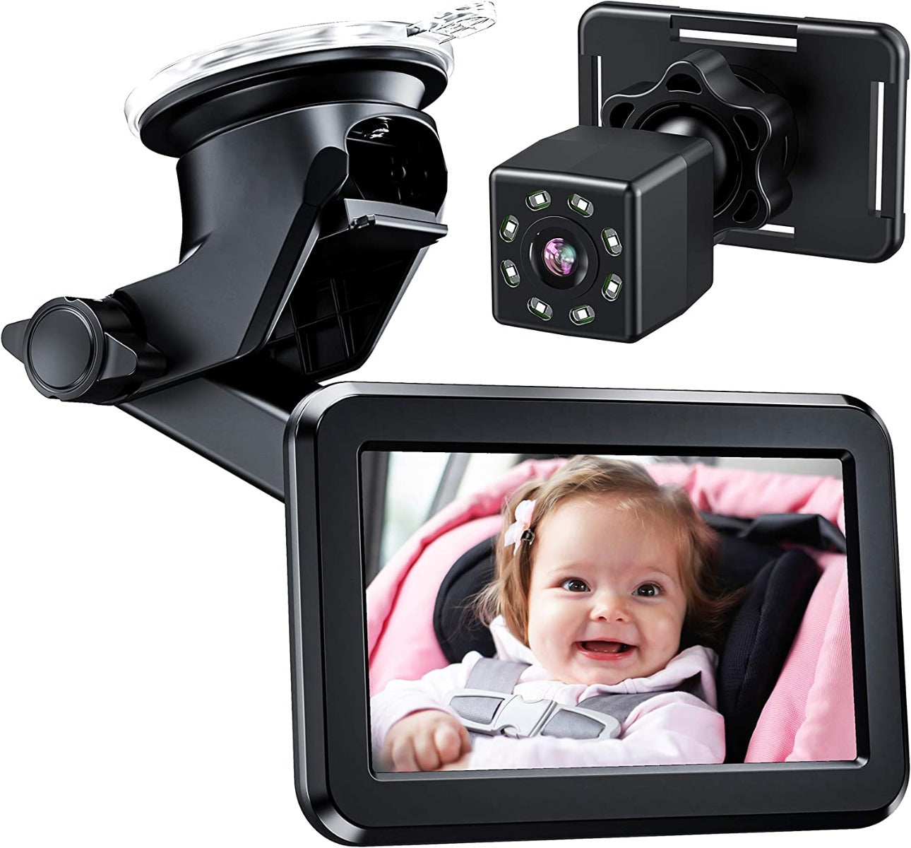 Itomoro Baby Car Camera with HD Night Vision Function, Reusable Sucker Bracket, Wide View, 12V Cigarette Lighter, Easily Observe the Baby’s Move