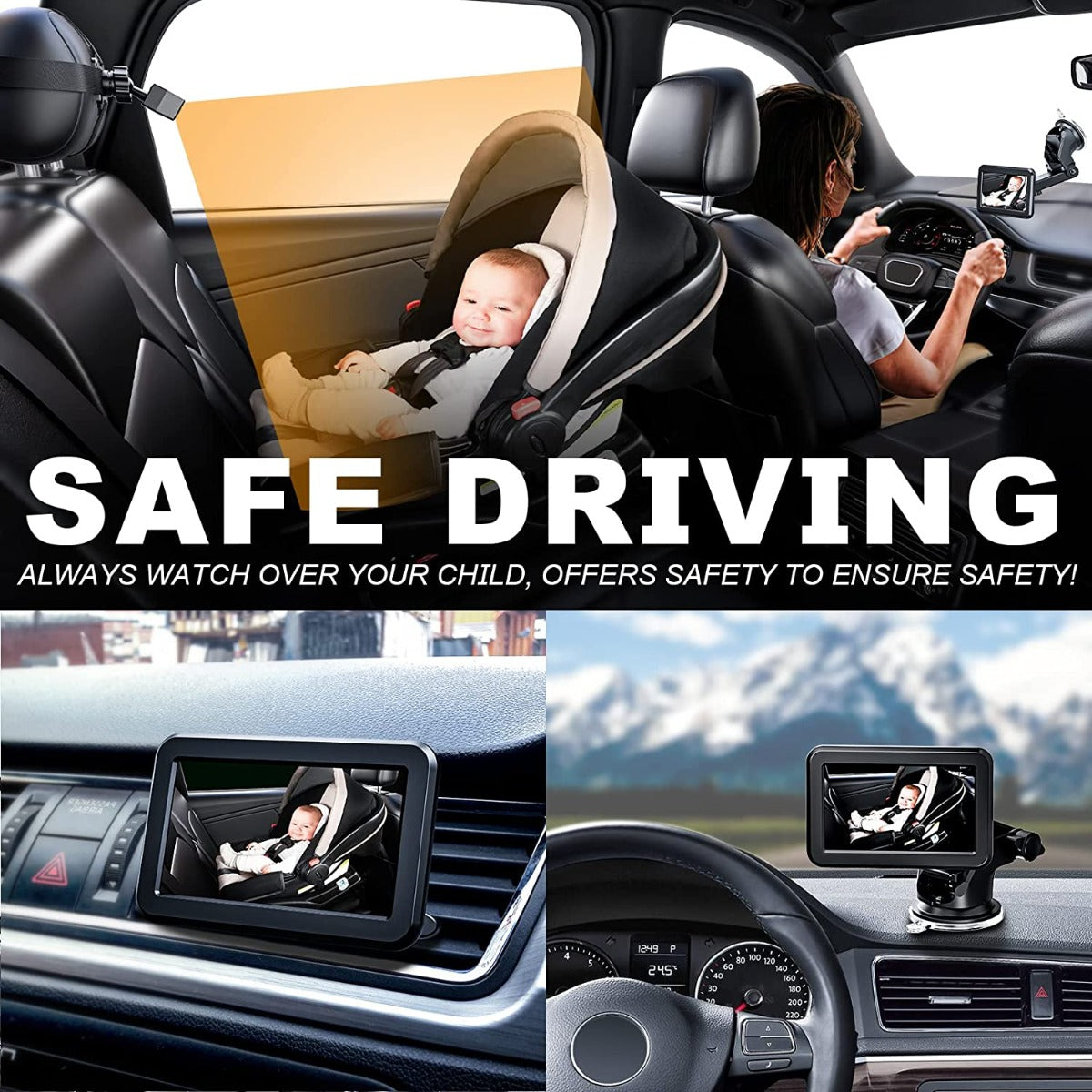 Itomoro Baby Car Camera with HD Night Vision Function, Reusable Sucker Bracket, Wide View, 12V Cigarette Lighter, Easily Observe the Baby’s Move