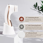 Rechargeable Facial Exfoliator IPX-7 Waterproof Facial Cleansing Brush for Exfoliating, Massaging and Deep Cleansing with 4 Brush Heads