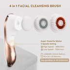 Rechargeable Facial Exfoliator IPX-7 Waterproof Facial Cleansing Brush for Exfoliating, Massaging and Deep Cleansing with 4 Brush Heads