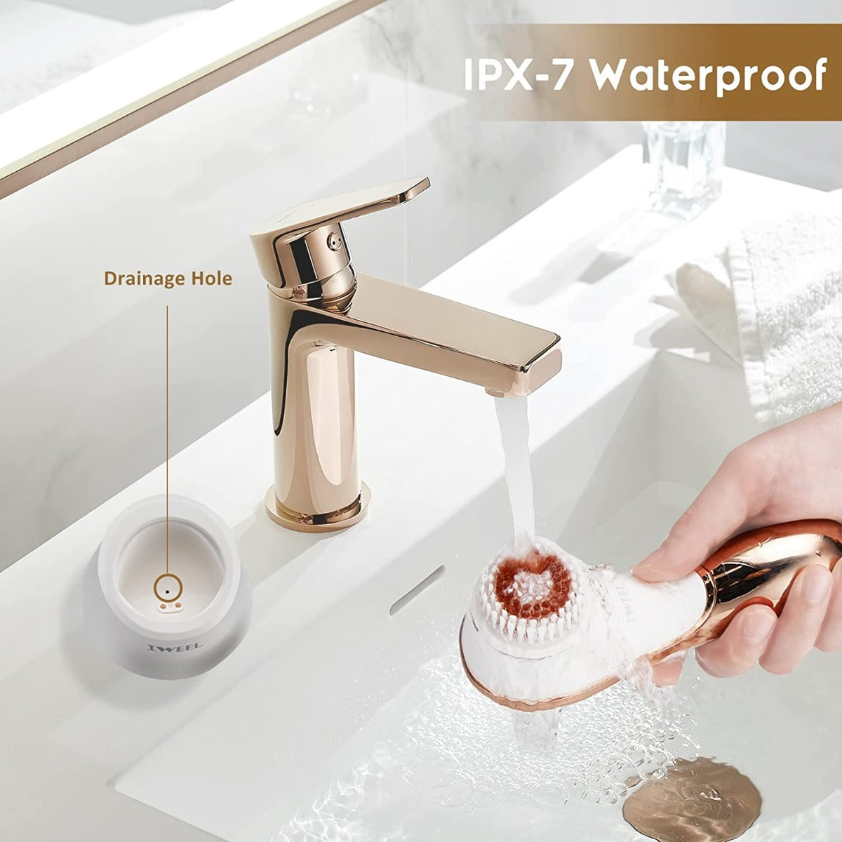 Rechargeable Facial Exfoliator IPX-7 Waterproof Facial Cleansing Brush for Exfoliating, Massaging and Deep Cleansing with 4 Brush Heads