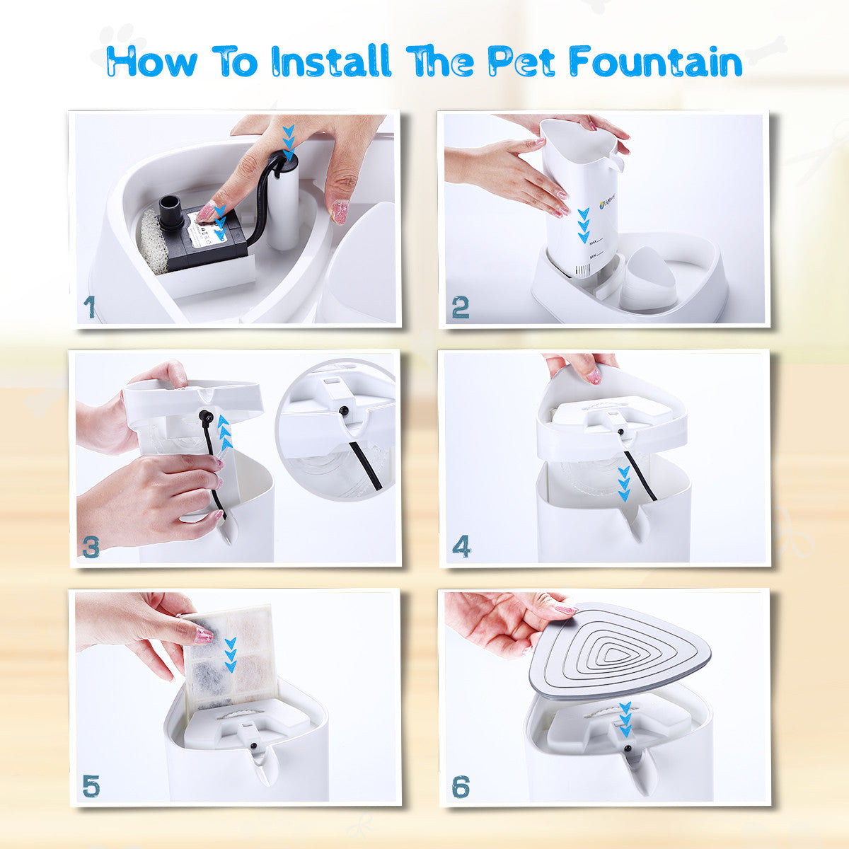 LED Pet Water Fountain with Adjustable Water Flow and Activated Carbon Filter