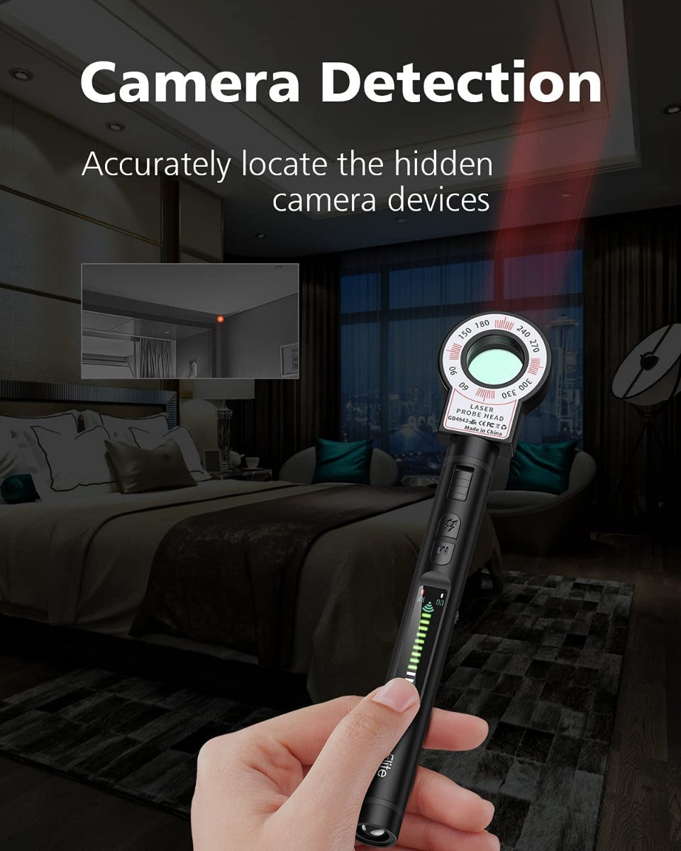 Jepwco G8 Elite RF Detector (Round), Portable Wireless Hidden Camera Detectors with 12 Levels Sensitivity Elite