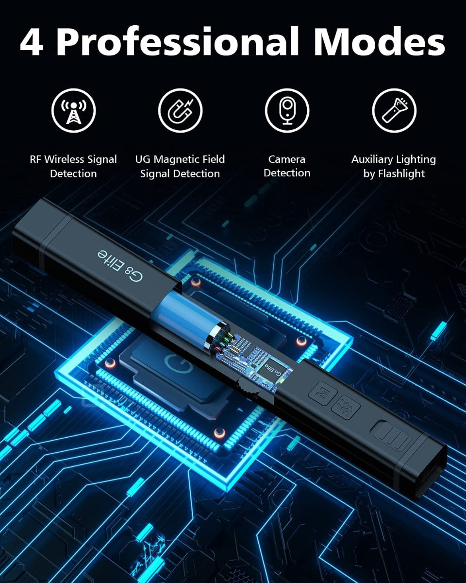 Jepwco G8 Elite RF Detector (Rec), Portable Wireless Hidden Camera Detectors with 12 Levels Sensitivity Elite