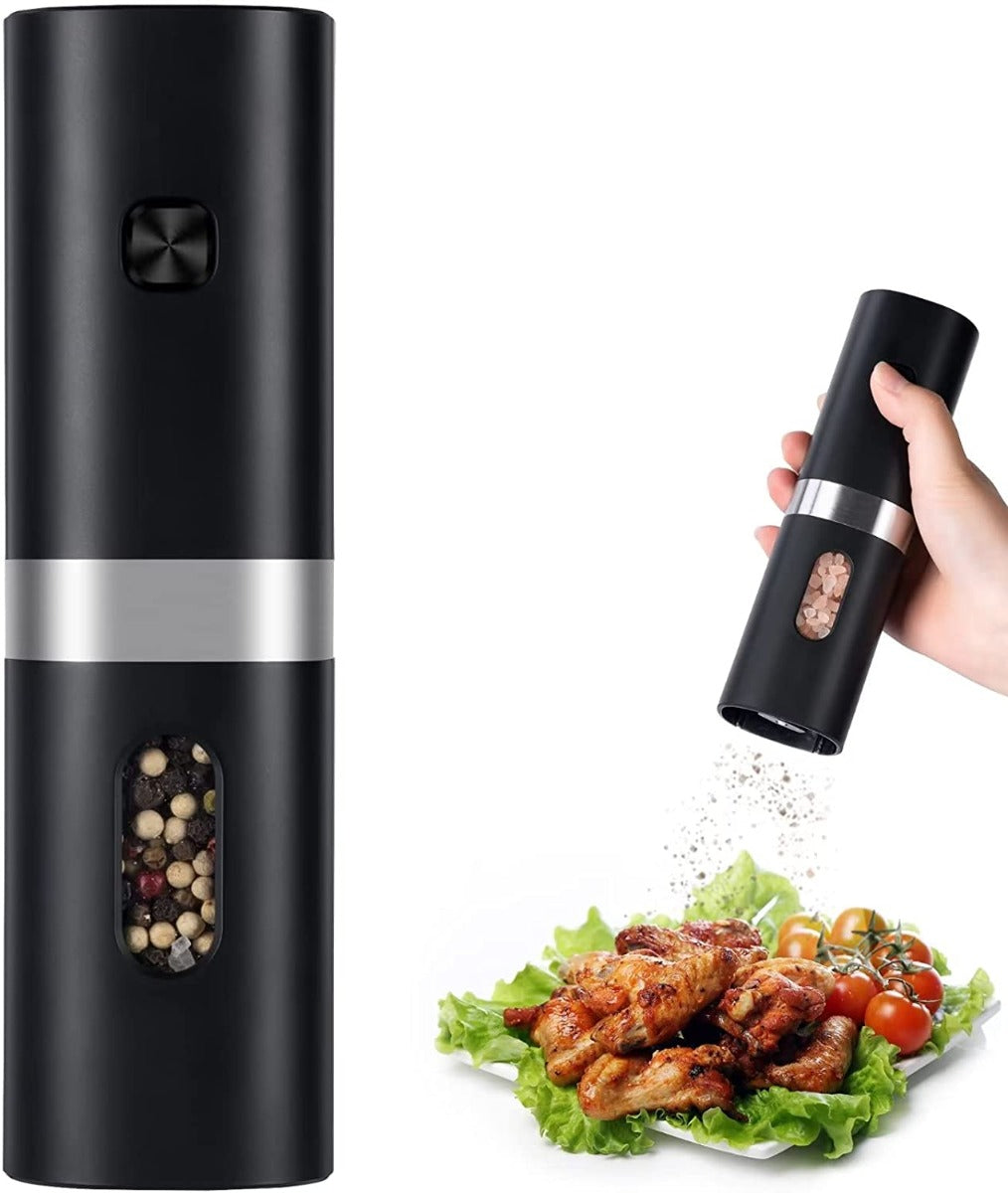 Electric Pepper Grinder with LED Light, One-hand Button Control, Adjustable Coarseness