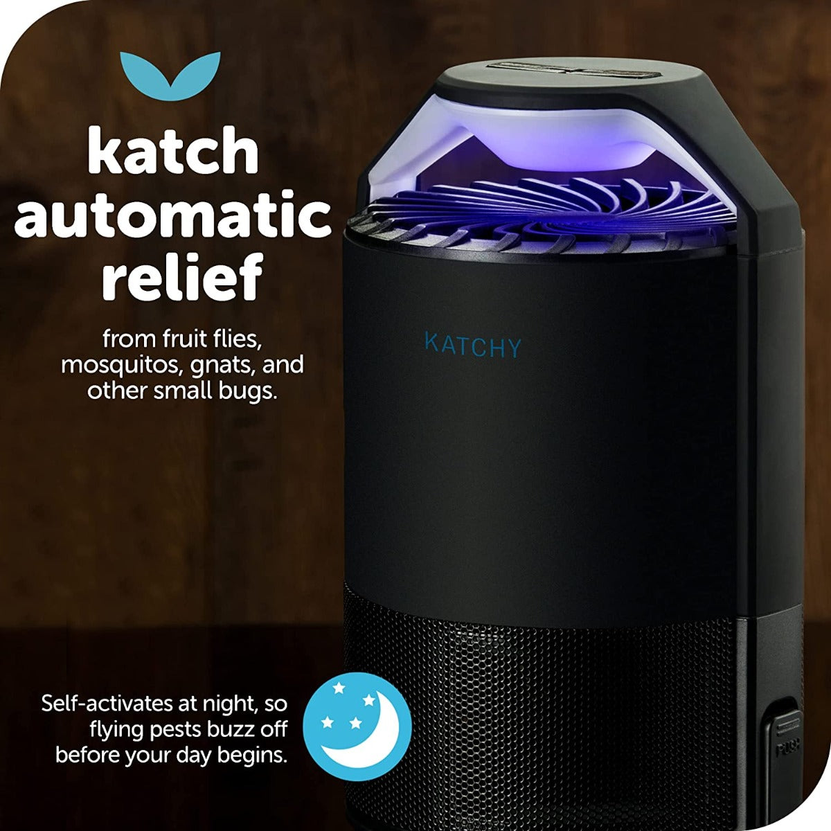 Katchy Automatic Indoor Insect and Flying Bugs Trap with UV Light Fan, Sticky Glue Boards, No Zapper, Light Sensor