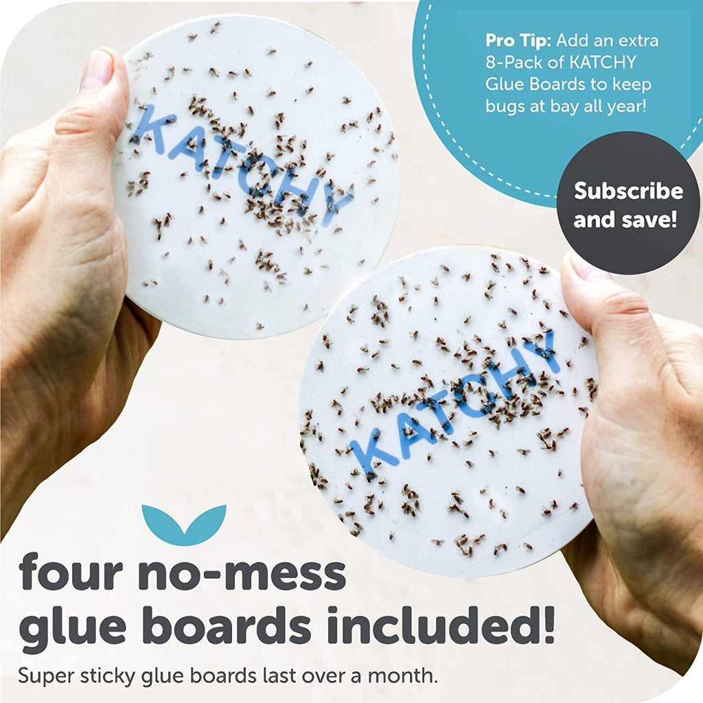 Katchy Automatic Indoor Insect and Flying Bugs Trap with UV Light Fan, Sticky Glue Boards, No Zapper, Light Sensor