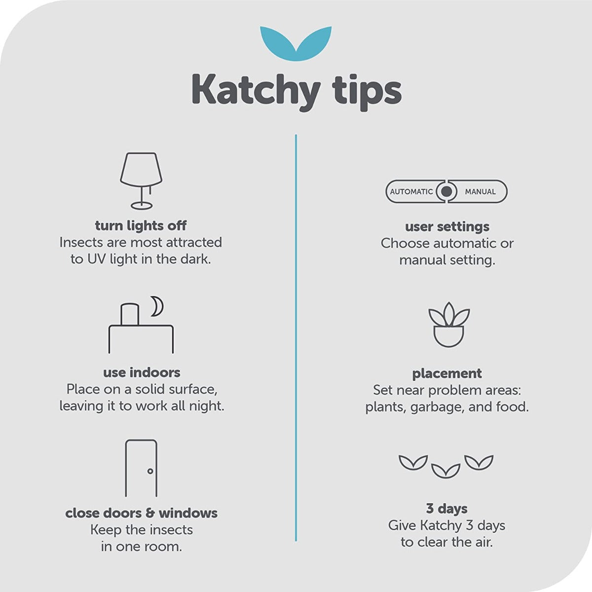 Katchy Automatic Indoor Insect and Flying Bugs Trap with UV Light Fan, Sticky Glue Boards, No Zapper, Light Sensor