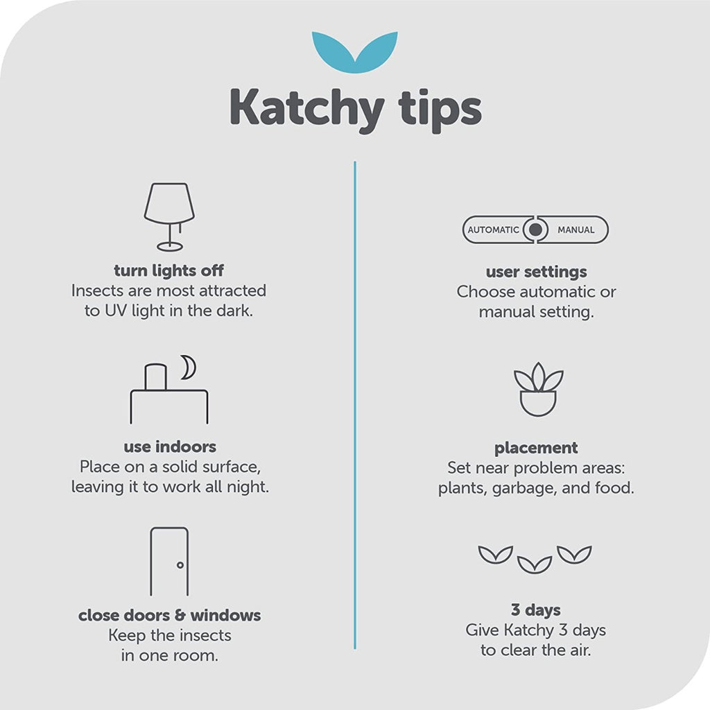 Katchy Automatic Indoor Insect and Flying Bugs Trap with UV Light Fan, Sticky Glue Boards, No Zapper, Light Sensor