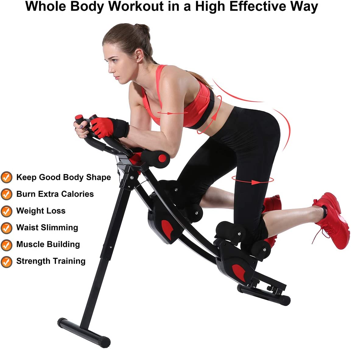 KESHWELL Ab Machine, Foldable Core Abs Workout Equipment for Home Gym for Women & Men, Height Adjustable Strength Training Abdominal Cruncher