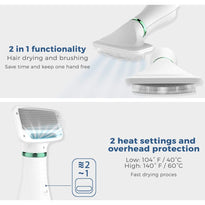 KUUBIA Portable 2 in 1 Pet Grooming Hair Dryer with Replaceable Slicker Brush & Adjustable Temperature for Small and Medium Dogs and Cats