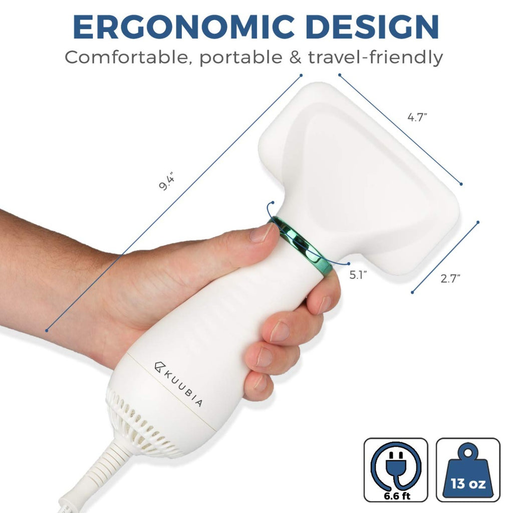 KUUBIA Portable 2 in 1 Pet Grooming Hair Dryer with Replaceable Slicker Brush & Adjustable Temperature for Small and Medium Dogs and Cats