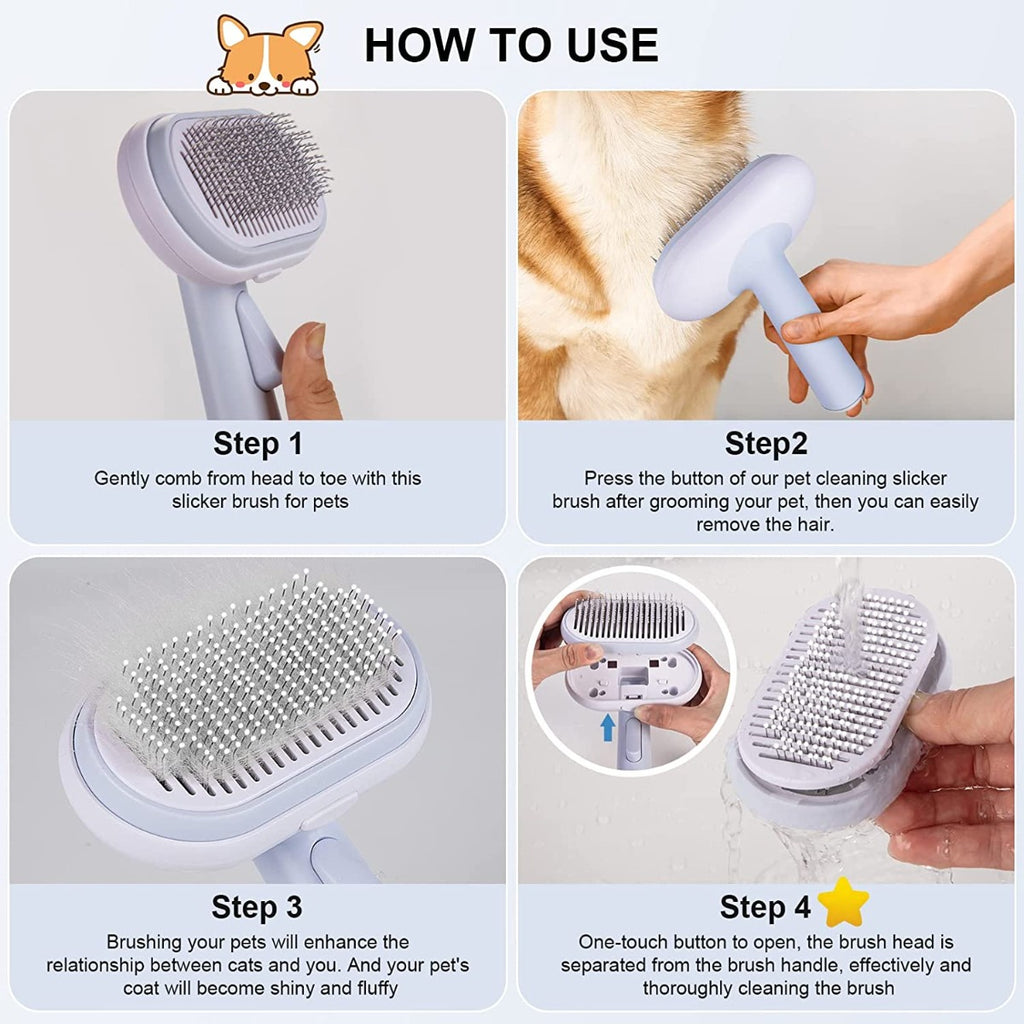LAVBELLA Self Cleaning Grooming Slicker Brush for Cats and Dogs