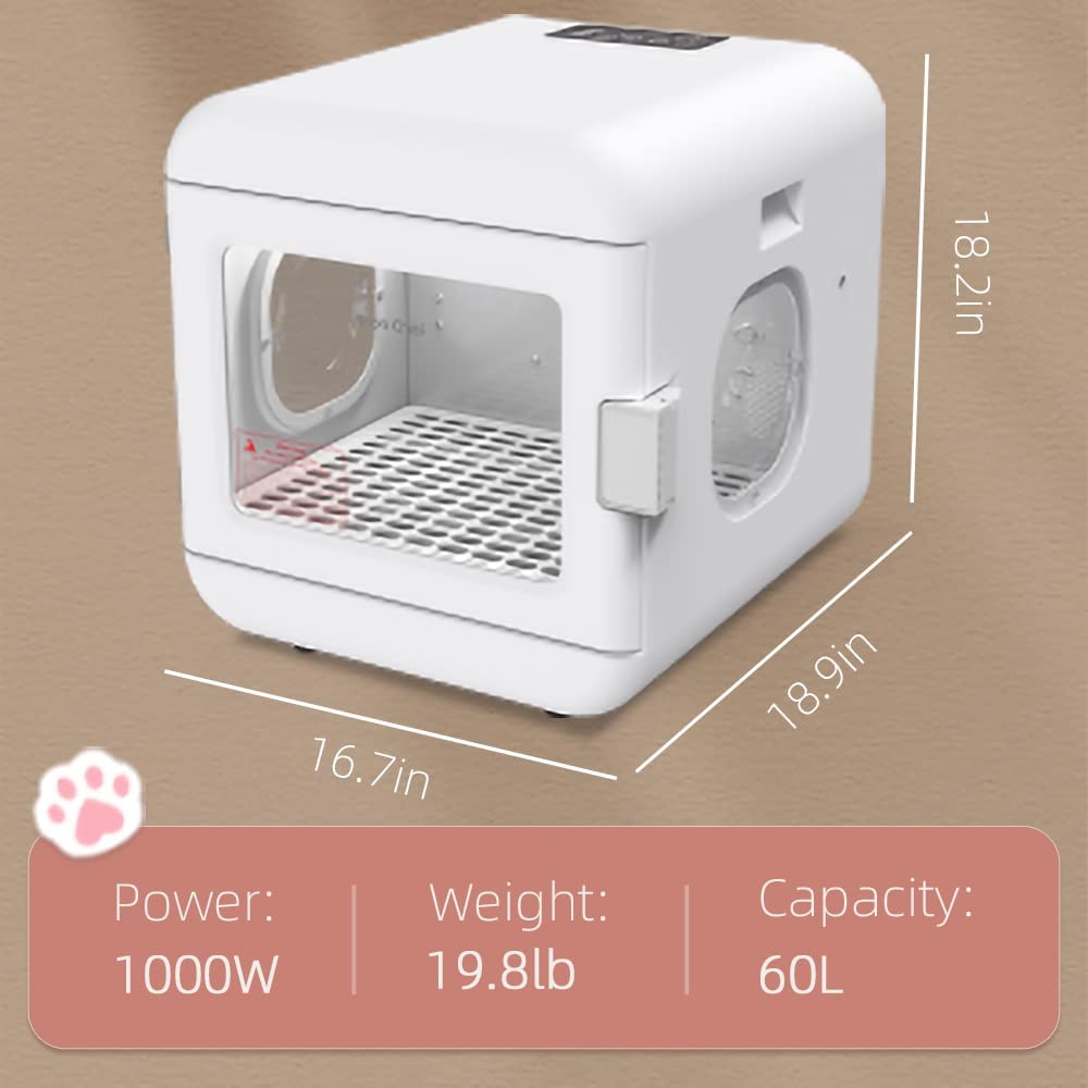 Leconchef Pet Hair Dryer Box for Pet Grooming, Fast Drying, Adjustable Temperature &Time