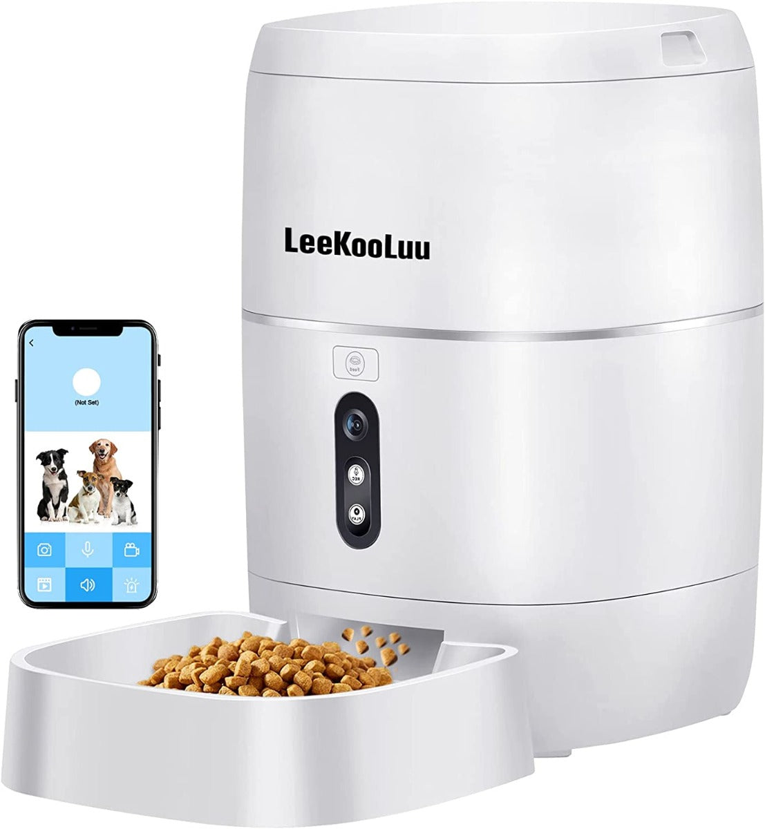 LeeKooLuu Automatic Cat Feeders 2.4G WiFi, HD 1080P Video Camera, Timer Bowl & APP Control